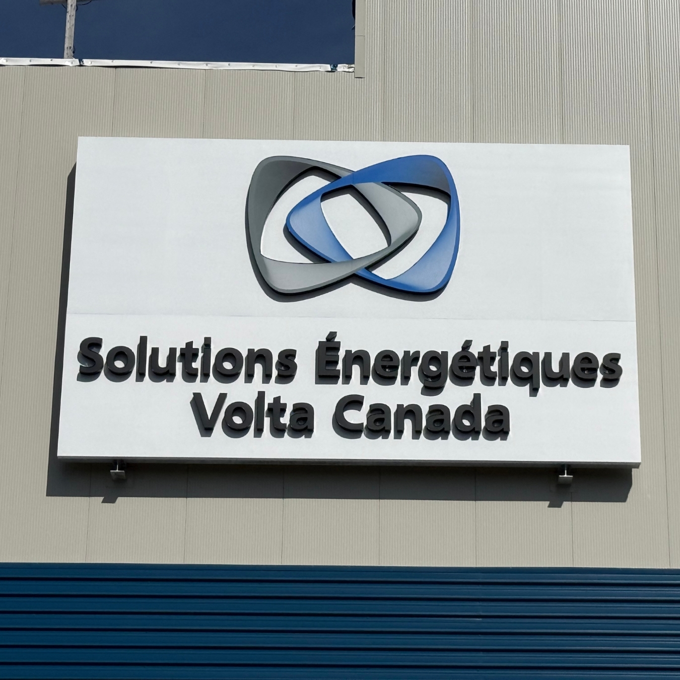 New channel letter sign for Volta Canada Energy Solutions